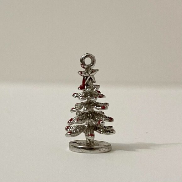 Vintage Sterling Christmas Tree Charm No Loop - Picture 7 of 10
